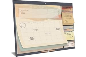 Calendrier Familial 2026 Smart Panda - Esthétique Organisateur Aimanté pour la Famille avec Notes – Planning Mensuel pour Frigo et Mur - Mois Entiers, 30 x 40 cm - en français