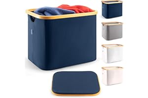 Lonbet Eleganckie pudełko do przechowywania w kolorze niebieskim – duży i wszechstronny kosz na pranie – antybakteryjne przechowywanie do łazienki, ubrań, zabawek – organizer łazienkowy – 50 l