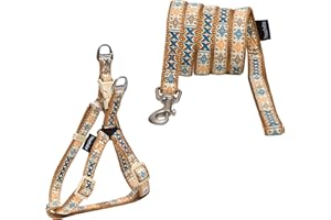 Touchdog 'Caliber' Embroidered Designer Fashion Pet Dog Leash and Harness Combination, Medium, Brown