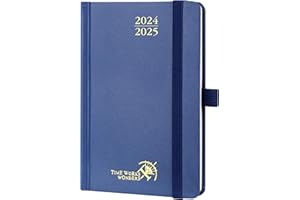 POPRUN Agenda 2024 2025 Settimanale Piccola 16 x 10,5 cm, Copertina Rigida Diario Scuola 17 Mesi da Ago.2024 a Dic.2025, Carta da 80 gsm Certificata FSC®, Blu Marino
