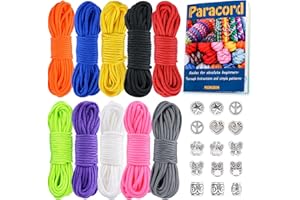 MONOBIN Micro Paracord Kit with Paracord Instructions, 10 Colors 20FT 2MM Paracord Combo kit with Paracord Beads for Making Paracord Bracelets, Lanyards (10Colors-A, 200FT)