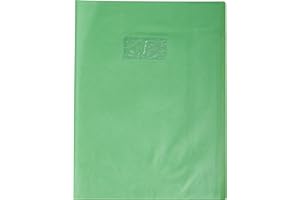 Calligraphe 72511AMZC Un Protège-Cahier Grain Cuir Vert clair - 24x32 cm - 22/100ème avec Porte-Étiquette - PVC Opaque