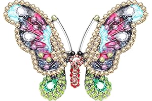 KristLand Broche Papillon avec des Pierres De Cristal Scintillantes Strass Perles Aiguilles De Corsage Femme Plaqué Or Aiguilles De Broche Papillon Fête Coffret Cadeau