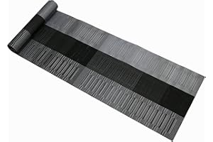 Famibay runner lavabile in vinile runner da tavola per tavolo da cucina antiscivolo PVC/poliestere nero 135cm