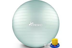 TRESKO Gymnastics Ball with Free Exercise Poster, includes Air Pump – Yoga Ball, BPA-Free, Office Seat Ball, Anti-Burst, 300 kg
