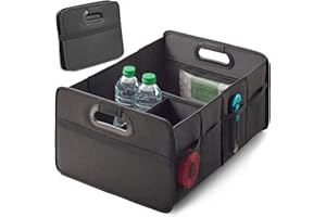 Praknu Organizzatore Baule Pieghevole XL – 3 Scomparti Flessibili con 5 Tasche – Base Antiscivolo – Dimensione Ideale per l'Organizzazione dell'Auto – Robusto e Resistente all'Acqua in Tessuto Oxford