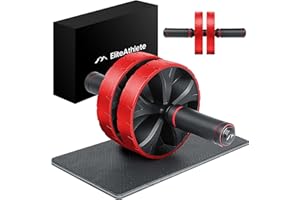 EliteAthlete Roue Abdominale - Roulette Abdominaux - AB Wheel - Rouleau Abdo - Abdos musculation appareil de sport fitness - AB Roller incl. tapis rembourré