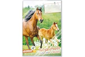 ‎HÄFFT Lernfreunde Aufgabenheft A5 Farbenfroh [Pferd] - Hausaufgabenheft Grundschule ohne festes Datum inkl. Schutzumschlag & Sticker!