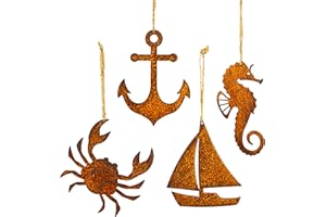 Blümelhuber 4 statuette decorative in stile marittimo, decorazione per il giardino e la terrazza, in metallo arrugginito, decorazione marittima, balcone e giardino vintage
