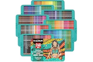 KALOUR Professional Colored Pencils,Set of 240 Colors,Artists Soft Core with Vibrant Color,Ideal for Drawing Sketching Shading,Coloring Pencils for Adults Artists Beginners