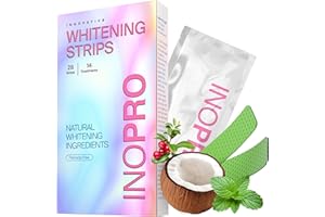 InoPro Green Teeth Whitening Strips - Peroxide Free Whitening Strips - Whitening Without The Harm - Deep Stains Removal - Sensitivity Free - 14 traitements, 28 Strips