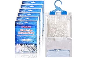 NYXI Set of 6 Hanging Interior Wardrobe Dehumidifier - 230g Each Bag - Ideal to stop damp & condensation- For Wardrobe, Home, Kitchen, Garage, Bedroom, Caravan, Office, Basement etc