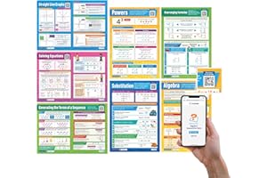Daydream Education Pósteres de álgebra, juego de 7 | gráficos de matemáticas | papel laminado brillante de 594 mm x 850 mm (A1) | Tablas de matemáticas para el aula | Carteles educativos