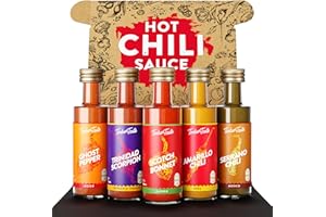 ‎TIMBER TASTE TIMBER TASTE® Chili Sauce Geschenkset [5 x 40 ml] | Exotic Hot Sauce Chili Set | Weihnachtsgeschenke für Männer & Frauen | Scharfe Soßen Geschenk Set Weihnachten | Geschenkideen Weihnachten