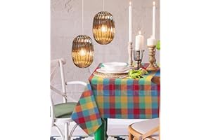 GBiancheria Tovaglia da Tavolo con Tovaglioli in cotoneTinto in Filo dis VICHY MULTICOLORE per 4, 6, 8, 12 e 18 persone. Prodotto Interamente Italiano (Per 6 Persone)