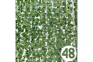 DazSpirit 48 Piezas Plantas Hiedra Artificial, Hojas de Hiedra Guirnalda, 100.8m Guirnalda Hiedra Artificial Decoración Interior y Exterior, De Jardín, Valla, Hogar, Boda, Escalera para Decoración