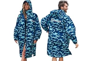 FREESPIRIT Unisex Aquarobe Pro Waterproof Jacket with Hood, Fleece Lining & 2 Zipped Pockets for Adults, Oversized Dry Changing Robe for Men & Women, Watersports, Wild Swimming, Surfing, 5000mm HH