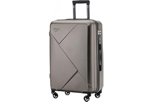 Münicase 9008 TSA-Schloß Reisekoffer Koffer Trolleys Hartschale Koffersets Beautycase-M-L-XL-Set (Großer Koffer (ca.76cm), Coffee)