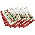 Elrene Home Fashions Holly Traditions Napkins Set of 4, 17" x 17", Multi