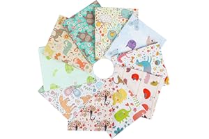 Craftido -24 Opciones- 100% Algodón Acolchado Tela Bundles 10pcs Fat Quarters 18”x21”(46x53cm) -Peso Medio 5.2oz- para Acolchar, Proyecto de Costura, Patchwork, DIY Manualidades - Wild Animal
