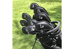 Couvre Club De Golf Fer Capuchon Protege Housse Protection Cache Cuir synthétique de Luxe Lot de 12, Golf Club Covers Headcover Set avec Numéro Facile pour Homme Femme