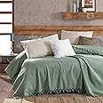Milam London Sage Green Throw Blanket | Cotton Bedspreads King Size | Sofa Throws Large 3 Seater | Waffle Bed Throw King Size | Large Throws For Sofas 220 x 240 cm