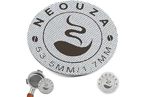 ‎NEOUZA NEOUZA Krążek do espresso, 53,5 mm, wielokrotnego użytku, 1,7 mm, grubość 150 μm, stal nierdzewna, profesjonalny, dla baristy, filtr do kawy, siatka, do kolby, portafilter