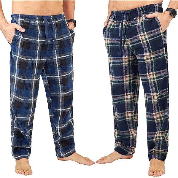 Get Trend 2-pack pyjama broek voor mannen, tieners, M - 3XL loungebroek voor nachtkleding, zachte pyjamabroek met zakken, geschenken voor mannen, Zwart, XXL