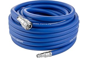 Poppstar Tubo per aria compressa attacco rapido 15 metri (PVC ibrido con tessuto, raccordo rapido) tubo compressore aria 20 bar, blu