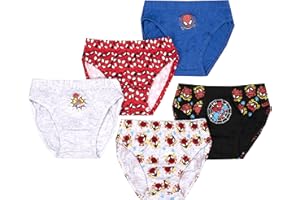 MARVEL DC Comics - Hombre Araña - Calzoncillos para Niños - Calzones de Algodón Suave - Calzoncillos para Niños de Spider Man- Paquete de 5 con 5 Diseños Diferentes - Azul/Gris