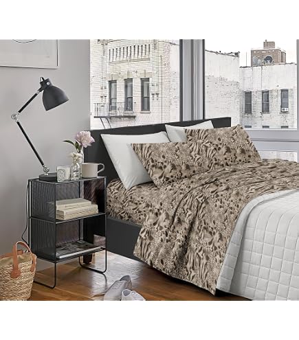 Set Letto Matrimoniale Grigio Cotone 200x200 cm | Design Living Store