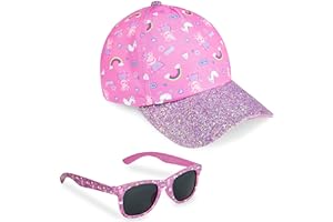 Peppa Pig Casquette Enfant Fille et Lunettes de Soleil UV400 Casquette Baseball Brillante Accessoires Été Essentiel Voyage