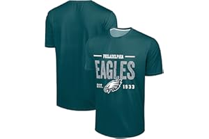 FOCO NFL Men's Officially Licensed Football Team Logo Wordmark Distressed Performance Team Color Crewneck T-Shirt