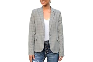 Roskiky Traje de chaqueta de solapa para mujer, con un botón, para trabajo, oficina, bolsillos, chaqueta