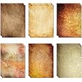 60 Sheets (6 Designs, 10 of Each) x A4 Vintage Parchment Paper from from Recycled Paper (80 GSM)