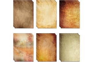 THE LAZY PANDA CARD COMPANY 60 Sheets (6 Designs, 10 of Each) x A4 Vintage Parchment Paper from from Recycled Paper (80 GSM)