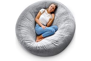 Aiire Puff Gigante Moderno 150 cm - Modelos de Puf Salon XXL con Relleno Incluido para Gamer o Decoracion Habitacion Adolescente - Bean Bag Chair Infantil o Cojin de Suelo Grande Gris