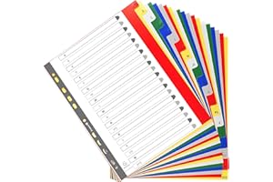 Exacompta - Réf. 90E - Intercalaires en polypropylène avec 20 onglets imprimés alphabétiques de A à Z en couleur - Page d'indexation imrpimable - Format à classer A4 maxi - Dimensions 24,5 x 29,7 cm