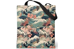 Loxato Tote Bag Aesthetic - Borsa Tela con Cerniera e Tasca Interna Grande 37x42cm - Tote Bag Università Impermeabile - Borsa Tela Donna