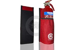 FSS UK CAR Van Taxi FIRE Extinguisher. Requires NO Screws NO Brackets NO Hooks. 1 KG ABC Dry Extinguisher with Universal CAR Taxi Van FIRE Extinguisher Holder Pouch with Heavy Duty Sticky Back.