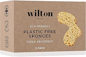 Wilton London Eco-Friendly Sponge - Plastic Free and Biodegradable - Made from Wood Pulp - Super Absorbent - Multi-Purpose - Twin Pack (Pack of 2)