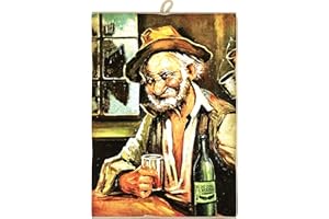 KUSTOM ART Quadro Quadretto Stile Vintage Il Bevitore di Teomondo Scrofalo da Collezione Stampa su Legno. Per Arredamento Ristorante Pizzeria Bar Hotel (Piccolo (17x24))