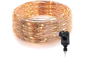 COBUS LED Lichterkette Außen Strom Stecker – 12 Meter Kupferdraht mit 100 LEDs warmweiß | Lichterkette Balkon Aussen Fairy Lights | Lichterketten Außenbereich Weihnachtsdeko Innen Steckdose von CozyHome