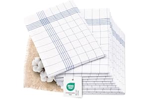 ‎ZOLLNER ZOLLNER 12er Set Geschirrtücher Halbleinen in 50x70 cm - super saugstarke und fusselfreie Küchentücher – waschbar bis 95°C – in blau weiß kariert - Gastronomiequalität - Oeko Tex® Zertifiziert
