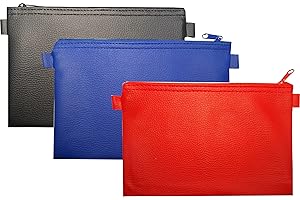 ‎SCHOOL-MAXX 3 Banktaschen aus Kunstleder (je 1 x blau, 1 x rot, 1 x schwarz) Dokumententasche Etui