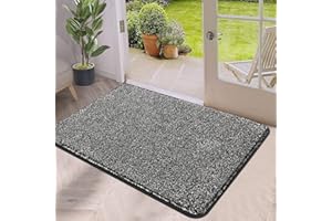 Pauwer Doormat Non Slip Indoor Barrier Mats Rubber Backing Super Absorbent Entrance Rug Durable Inside Dirt Trapper Mats(80X120cm, Black)