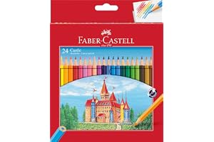 Faber-Castell S-20124 Färgpennor, Flerfärgad, Paket med 24 | Lysande färger, sexkantig form och okrossbar stift för barn och vuxna