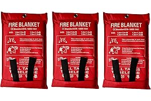 Toneeko - Manta de emergencia contra incendios, protección ignífuga y aislamiento térmico diseñada para cocina, chimenea, parrilla, coche, acampada, color blanco (3 unidades)