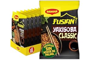 MAGGI Fusian Yakisoba Classico Noodles Istantanei con Verdure e Salsa con Soia, 8 Confezioni da 2 Porzioni