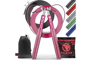 Corde à sauter professionnelle TALAFIT | Corde à sauter réglable | Corde à sauter de boxe | Corde à sauter avec roulements à grande vitesse de rotation | Housse incluse